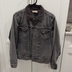 AllSaints grey denim jacket with corduroy collar